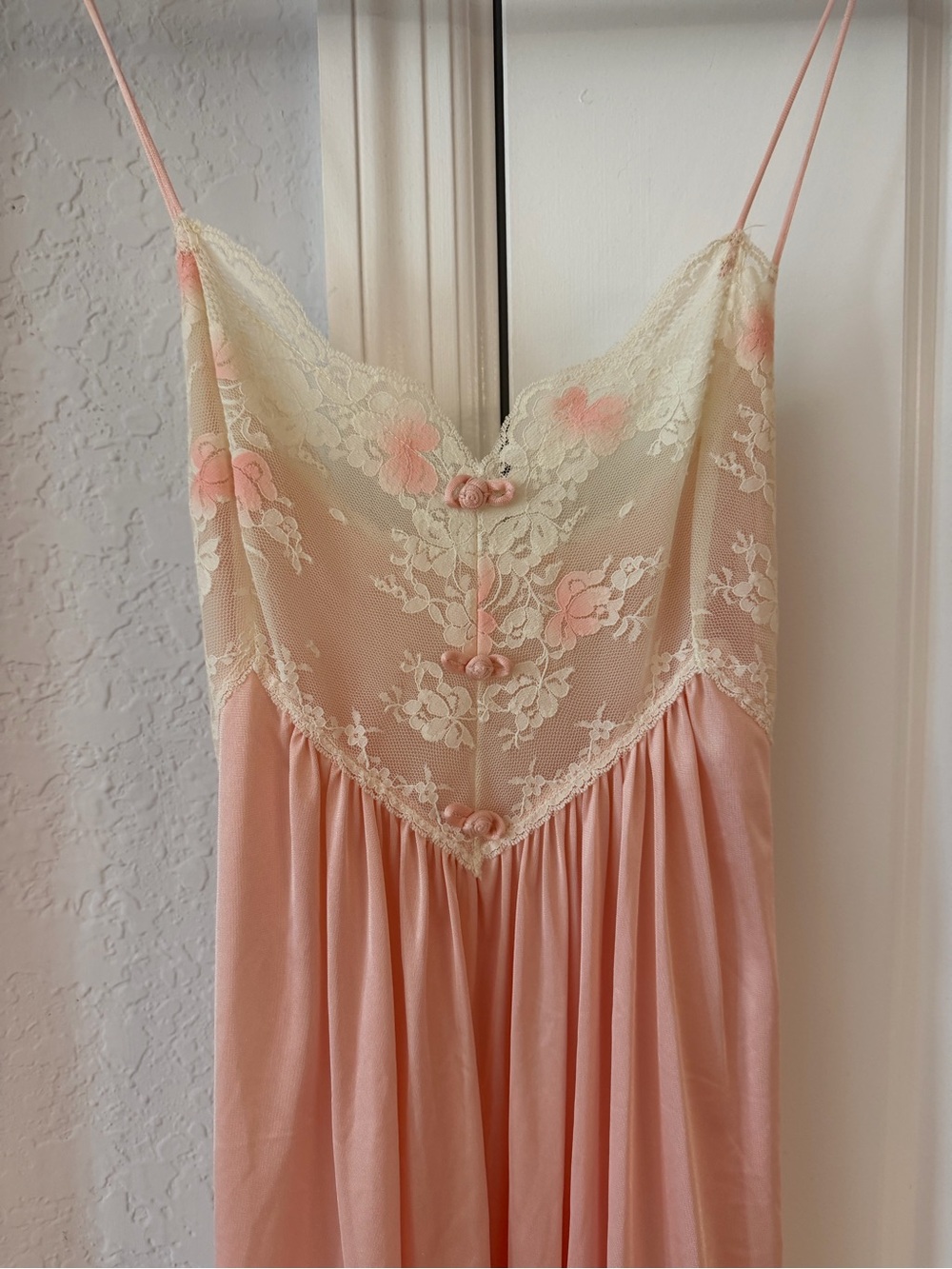 Delicate Pink Lace-Trim Slip Dress